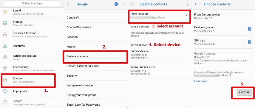 Restaurar contactos de Android desde la copia de seguridad de Gmail