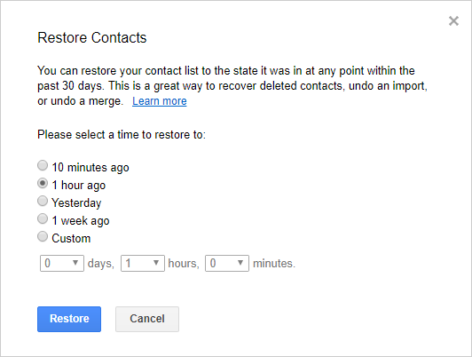 Restaurar contactos eliminados en Sony a través de Gmail