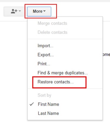 Restaurar contactos de Gmail