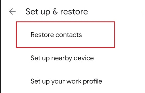 Restaurar contactos desde Google Backup