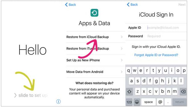 Restaurar desde la copia de seguridad de iCloud