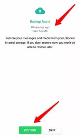 Restaurar fotos de WhatsApp a través de Google Drive