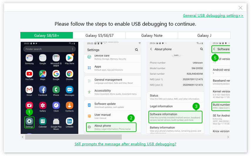 Habilitar la depuración USB