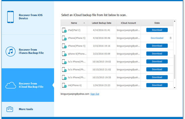 Descargue la copia de seguridad de iCloud a la PC