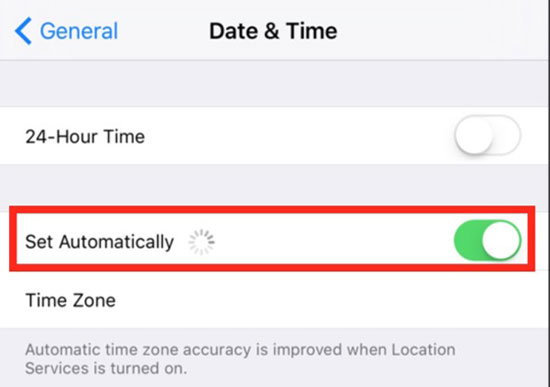 Establecer fecha y hora automáticamente en iPhone