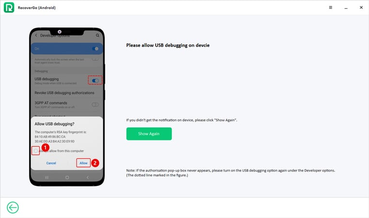 Mostrar nuevamente Recovergo Android