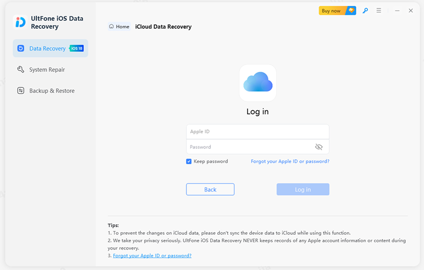 Iniciar sesión en iCloud