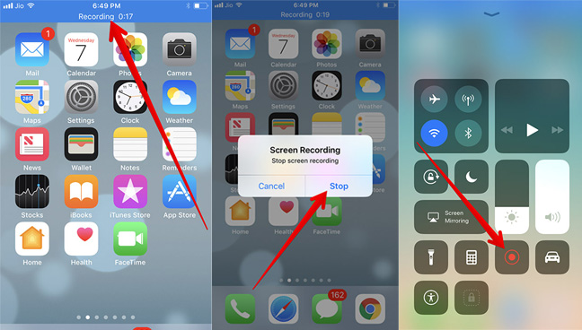 Detener la grabación de la pantalla del iPhone