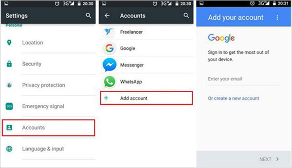 Transferir datos de Galaxy a Oppo con la cuenta de Google