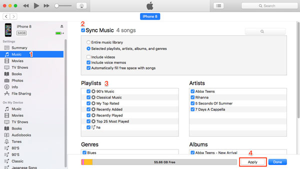 Sincronizar música de iTunes a iPhone
