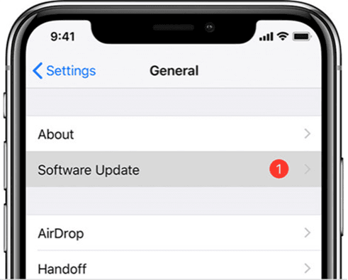 la actualización del software de iOS