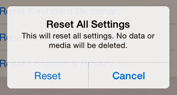 Restablecer todas las configuraciones para solucionar iPhone Hot después de la actualización
