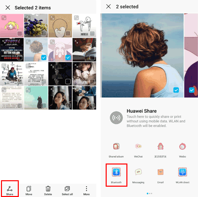 Mueva los datos de ZTE a Samsung sobre Bluetooth