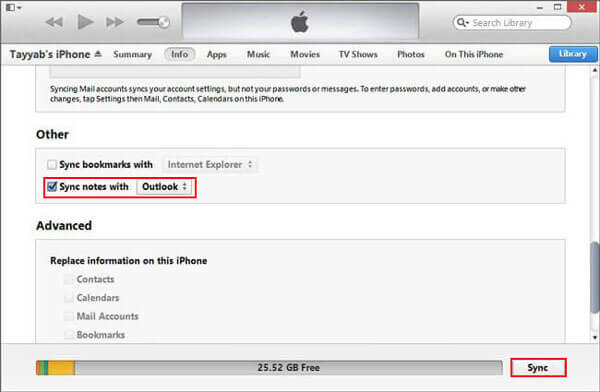 Transfiera las notas de iPhone a Android con Outlook
