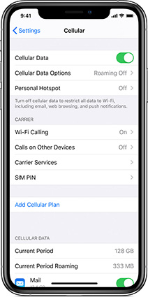Verifique los datos celulares