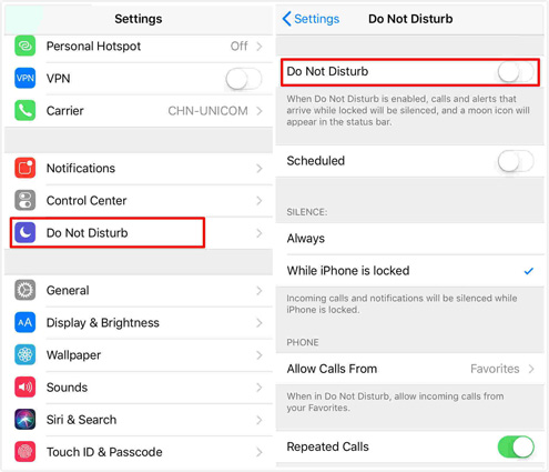 alternar DND en iPhone