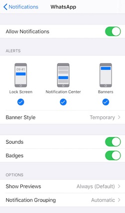 Verifique los sonidos de notificación para la aplicación WhatsApp