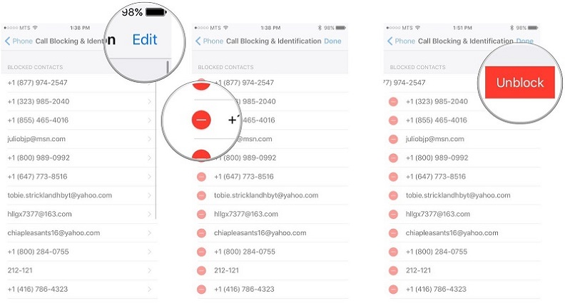 Desbloqueo de contacto con iPhone