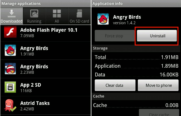 Eliminar la aplicación Android