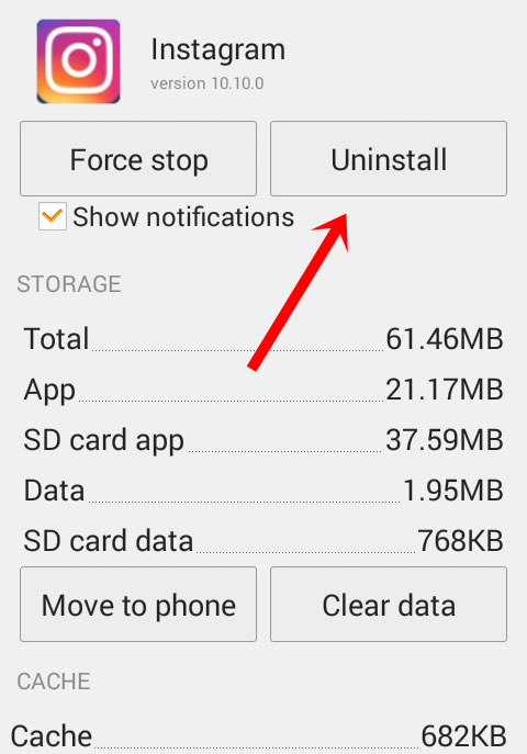 Eliminar Instagram de Android