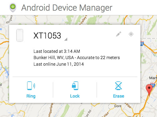 entrar en el teléfono bloqueado con Android Device Manager