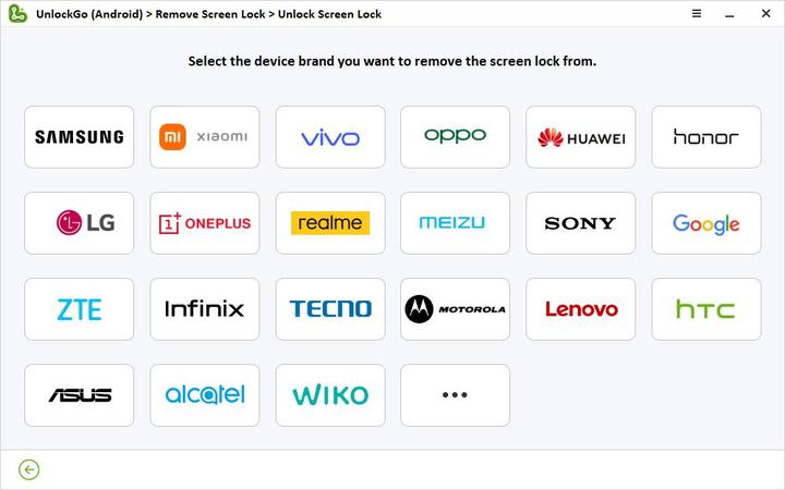 Seleccione la marca del dispositivo Android