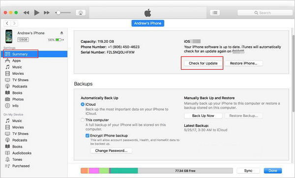 Actualizar iOS para arreglar la pantalla de iPhone en negro pero aún funciona