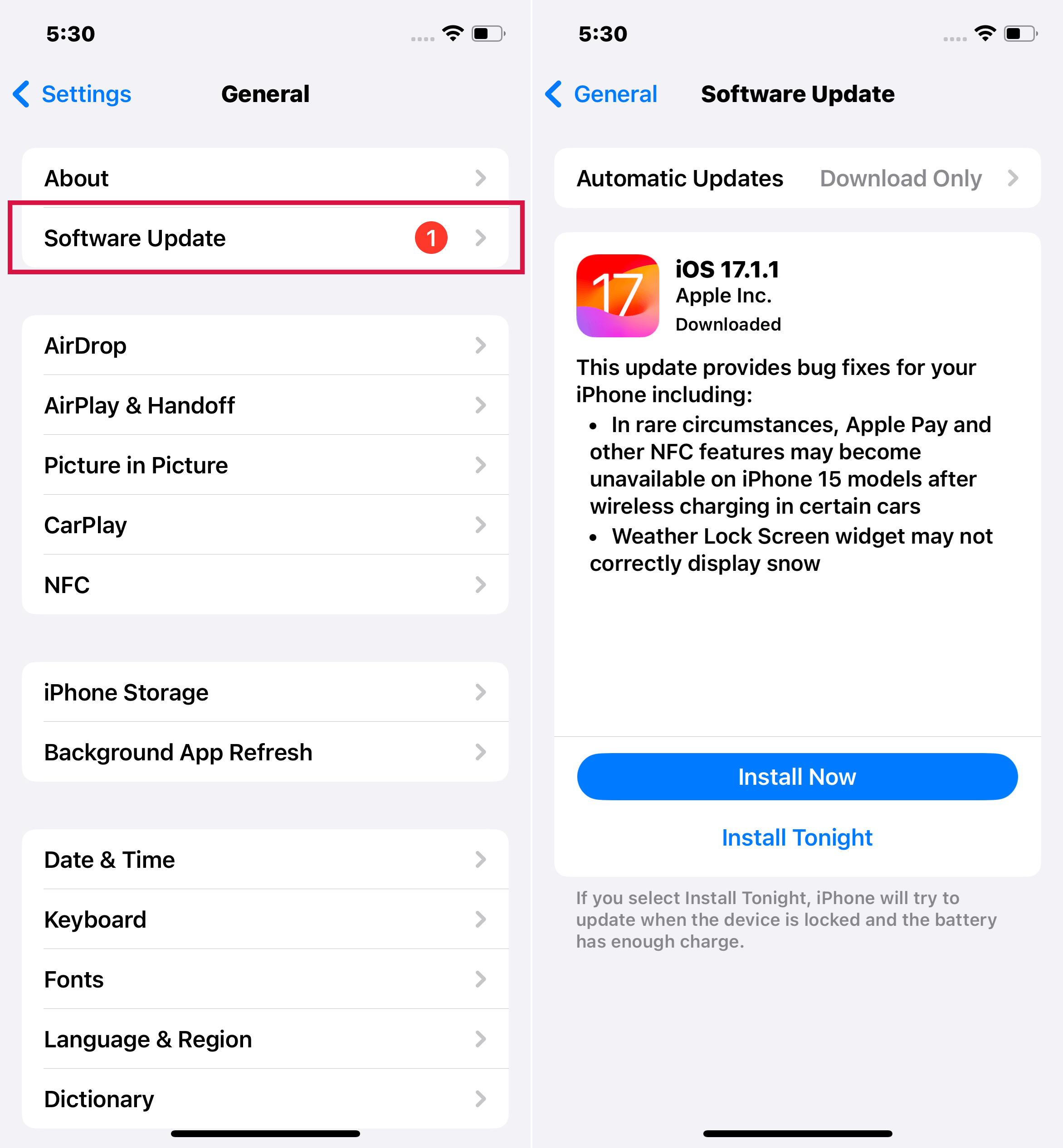 Actualización de software de iPhone