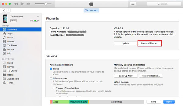 FIJA la huella digital de iPhone No funciona restaurando su dispositivo