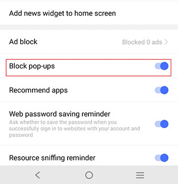 Pop-ups de bloques de navegador VIVO