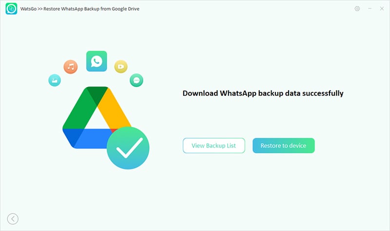 Watsgo descargó copia de seguridad correctamente
