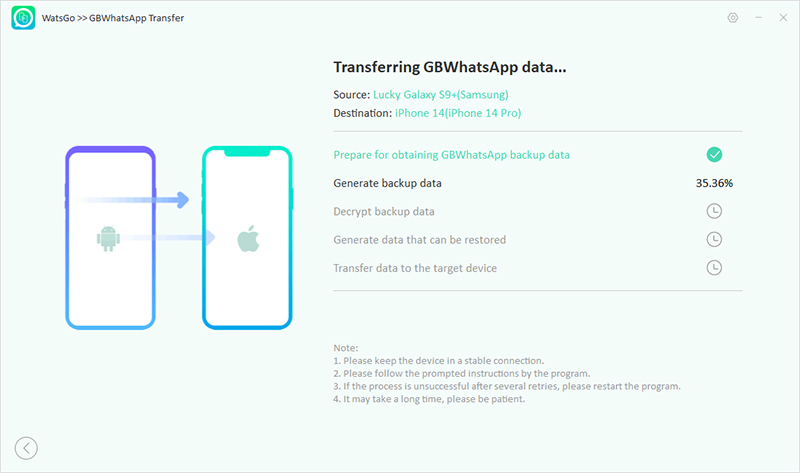 Comience a transferir los datos de GBWhatsApp