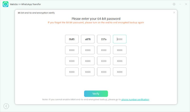 Verificar la copia de seguridad de Whatsapp cifrada