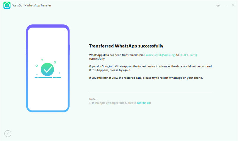 Watsgo Guied - WhatsApp Transfer de Android a Android con éxito 