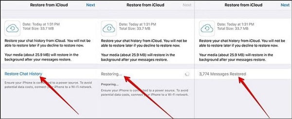 Restaurar fotos de WhatsApp a través de la copia de seguridad de iCloud