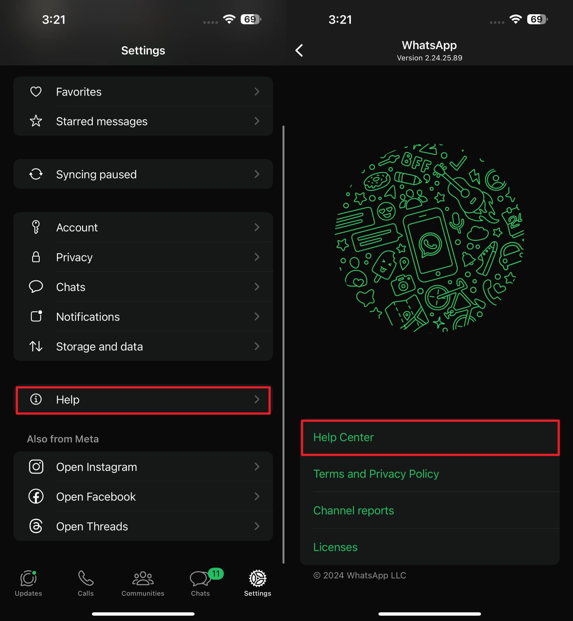 Access Center de ayuda desde la configuración