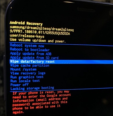 Restablecer Android de fábrica para corregir Android Retart Loop