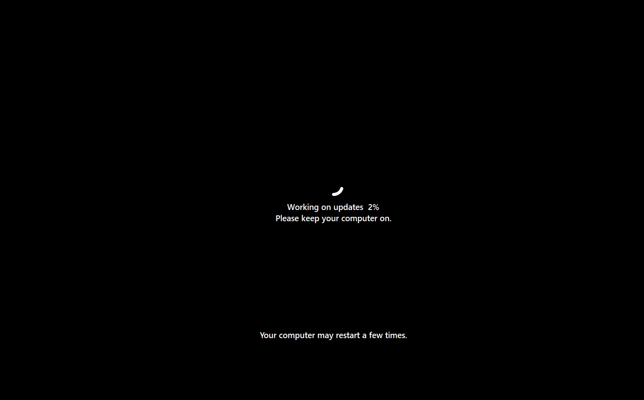 Pantalla de actualización de Windows